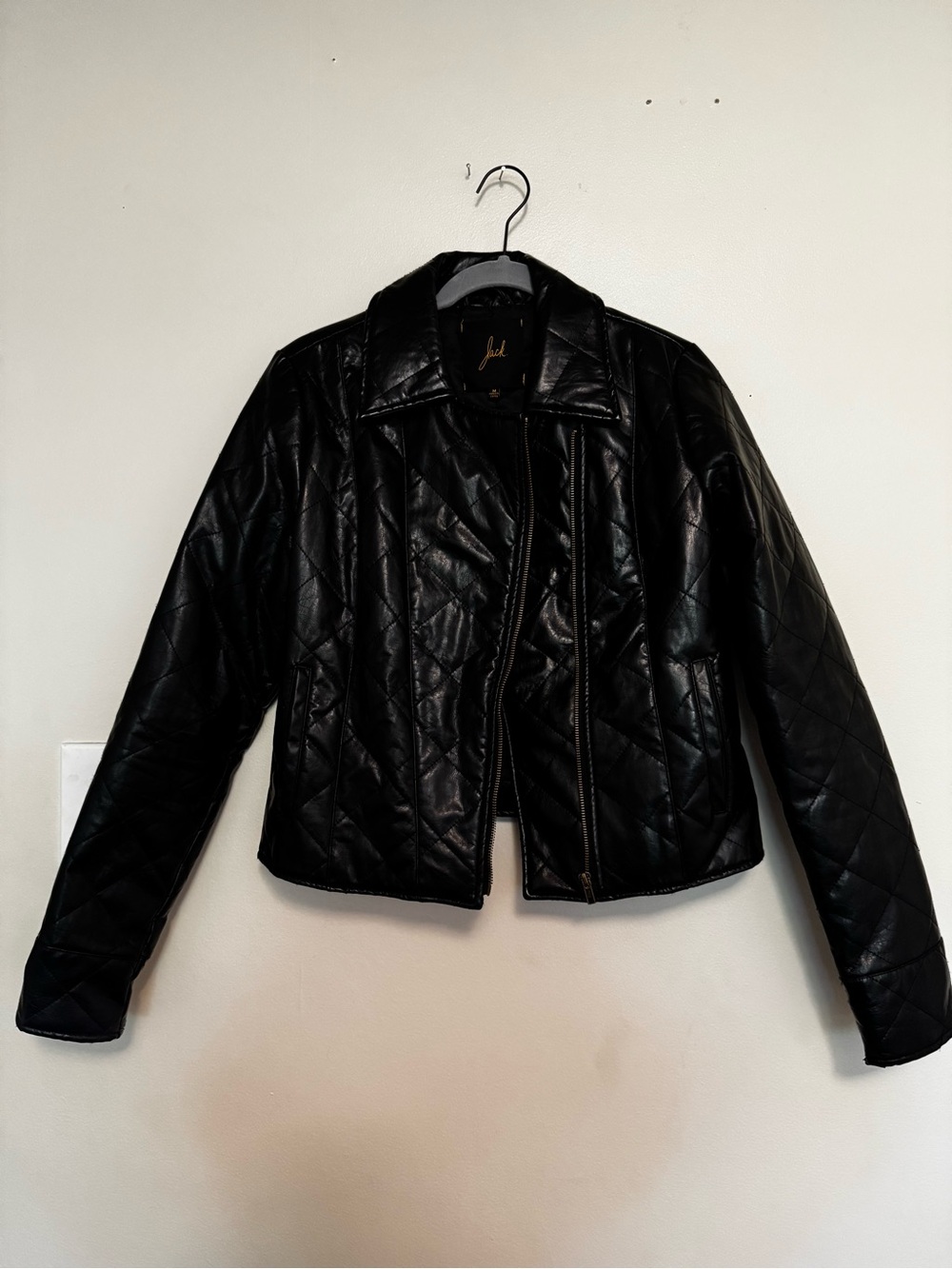Quilted Black Women's Faux Leather Jacket